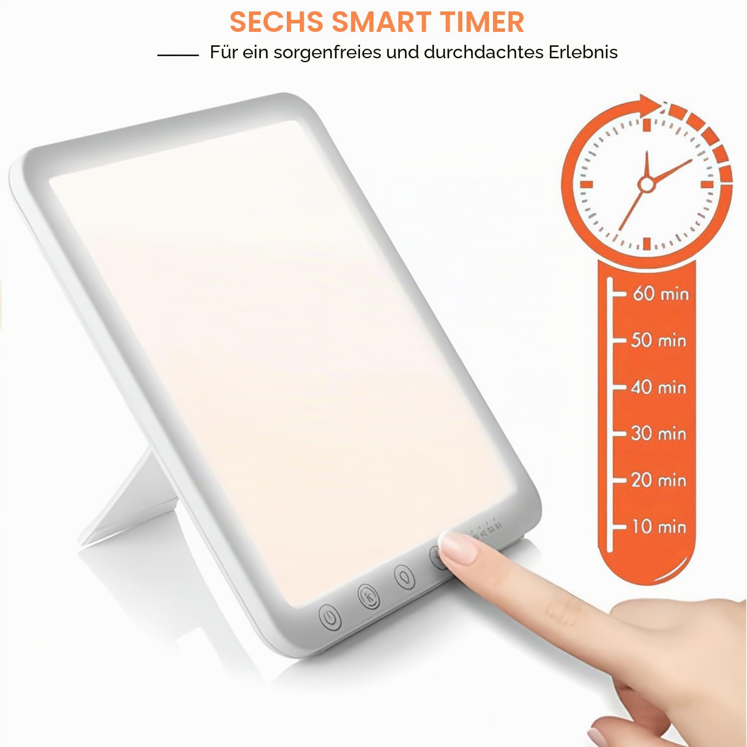 Tageslichtlampe, 15000 Lux Lichttherapielampe mit 3-Farbtemperaturen, 5-Helligkeitsstufen und Timing-Funktion, UV-freie Touch-Control Sonnenlicht Lampe, Simuliertes Tageslicht, für Zuhause Büro | Flimmer- und UV-freie, 3-Farbtemperaturen 5-Helligkeitsstuf
