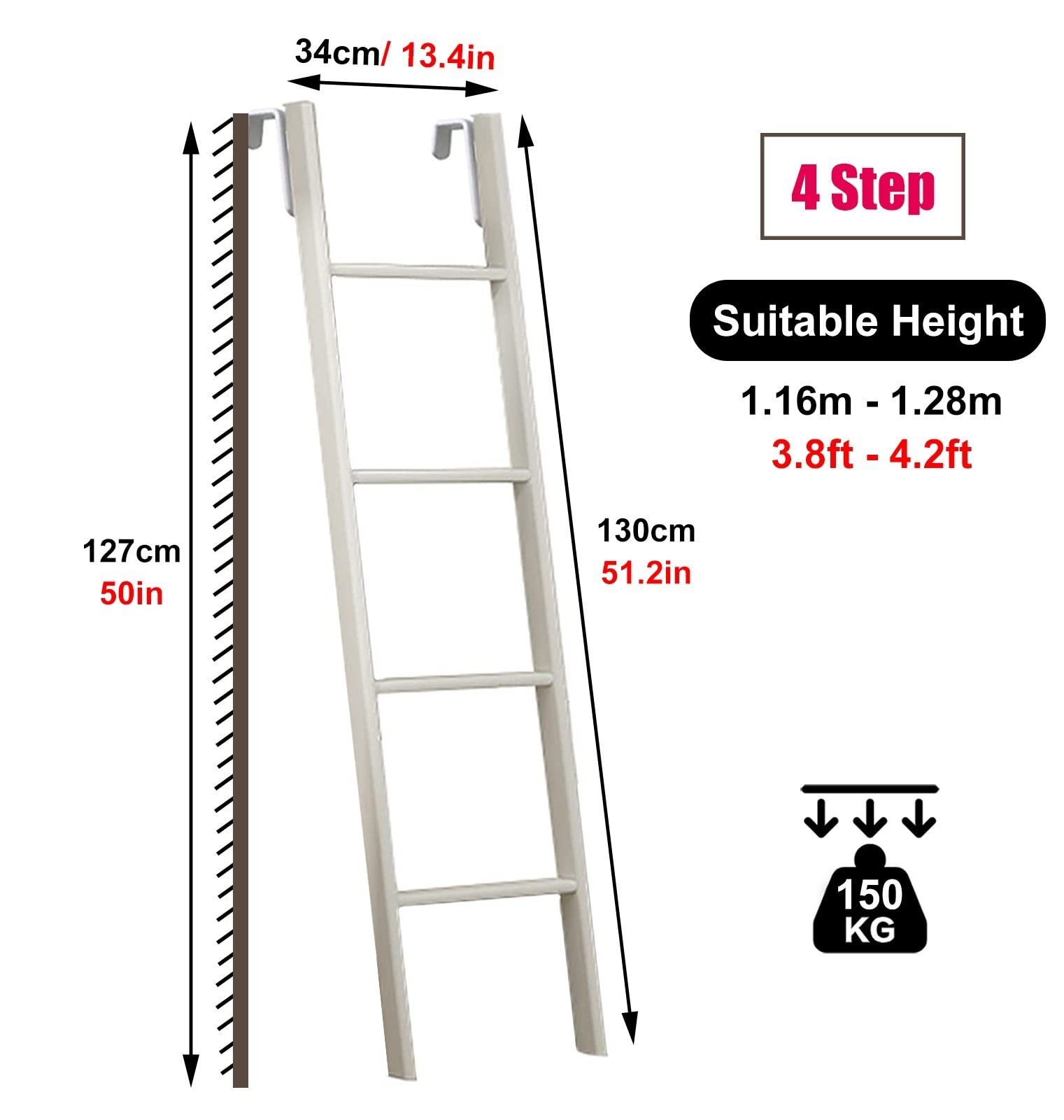 Escalera para literas Escalera para literas con Cama Doble de pie: 4 escalones/5 escalones, Escalera para Subir a Dormitorio/Biblioteca, Remolque Camper RV Autocaravana Accesorios reemplazab