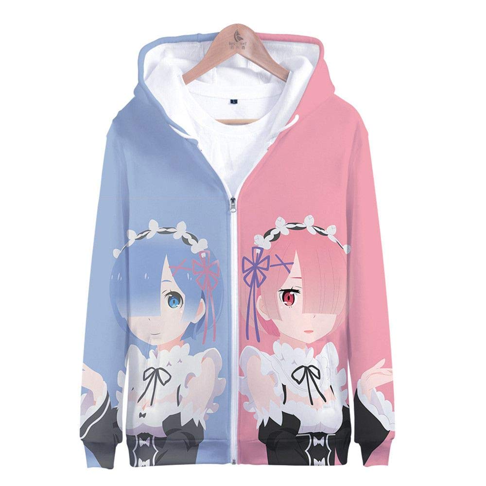 Siawasey Anime Re:Zero Kara Hajimeru Isekai Seikatsu Hoodie Rem Jacket Hoody Pullovers Sweatshirt Fleeces Costume
