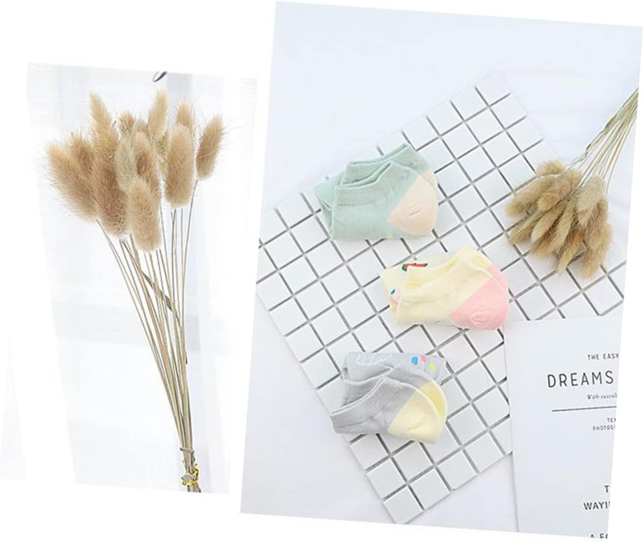 Cabilock Dried Bunny Tail Grass Bouquet Natural Bundle Decorative Flowers for Home Weddings and Parties Lifelike Pastoral Decor for Living Room and Table Centerpieces