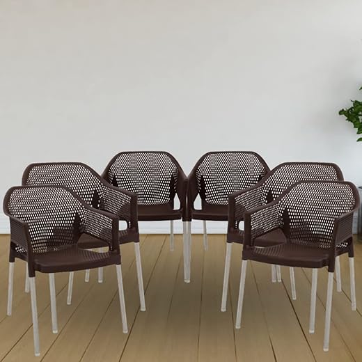 Plasteel Arm Chair Set of 6 Brown