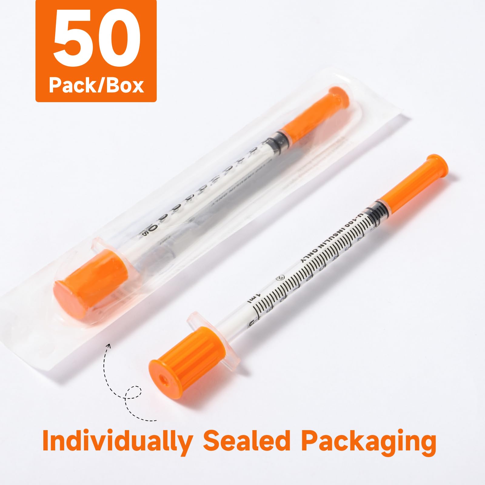 1ml 31G 5/16 inch (8mm) 50 Pcs Syringe with Needles — Amazon image 4