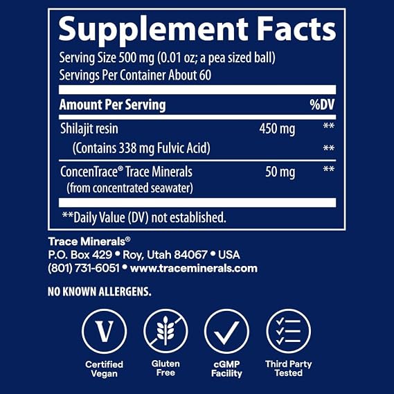 Trace Minerals Shilajit Resin with Fulvic Acid, 60 Servings