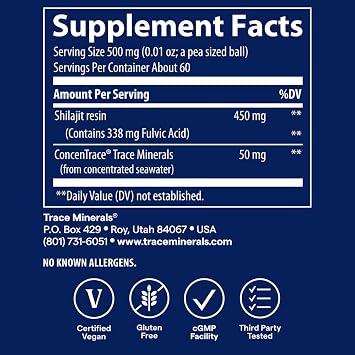 Trace Minerals Shilajit Resin with Fulvic Acid, 60 Servings