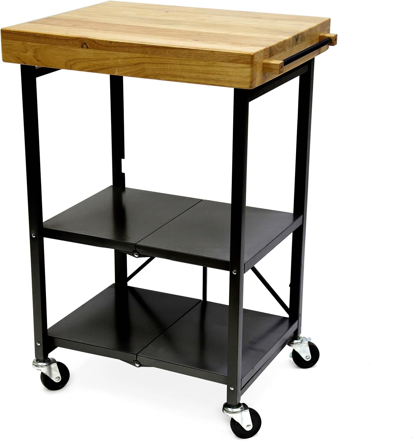 - Origami Folding Kitchen Cart on Wheels | for Chefs Outdoor Coffee Wine and Food, Microwave Cart, Kitchen Island on Wheels, Rolling Cart, Kitchen Appliance & Utility Cart | Black with Wood