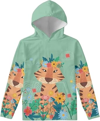Cute Cartoon Animal Hoodies for Girls Casual Comfy Soft Hooded Sweatshirts Tops with Pockets