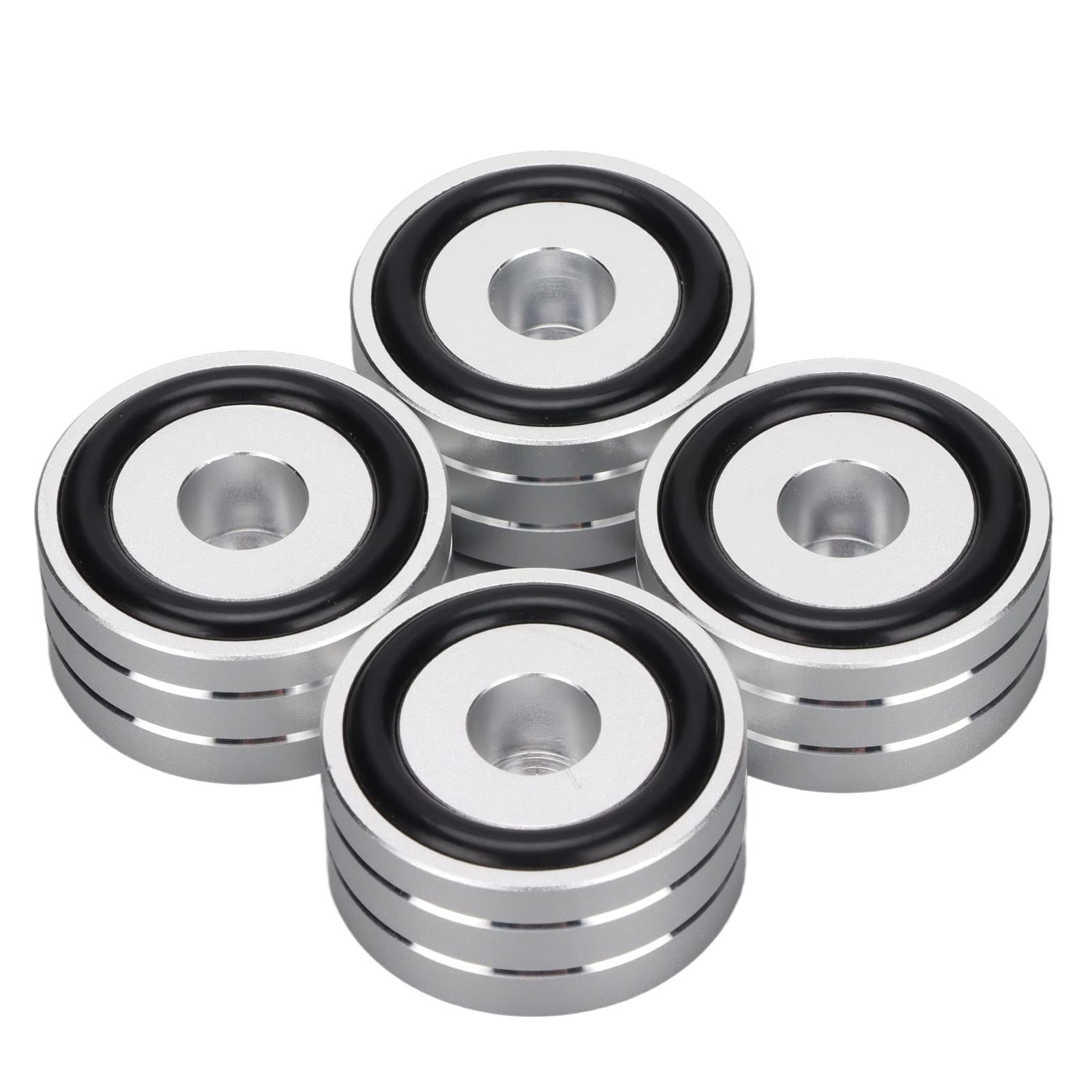 4pcs 40x20mm Speakers Spikes, Feet Isolation Stands with Non Slip Rubber Rings, Aluminum Alloy Spikes Stands for CD, DVD Players, Tube Amplifiers, Stereos(Silver)
