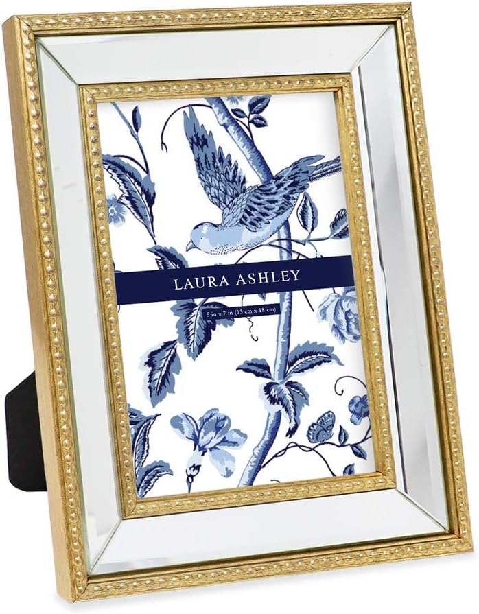 Laura Ashley 5x7 Gold Mirror Bead Picture Frame, Classic