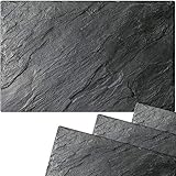 Lieferumfang: 4 Tischsets, je 43,5x28,5 cm - Motiv: schwarze Schieferplatte / schwarzer Schiefer / Marmor / Stein