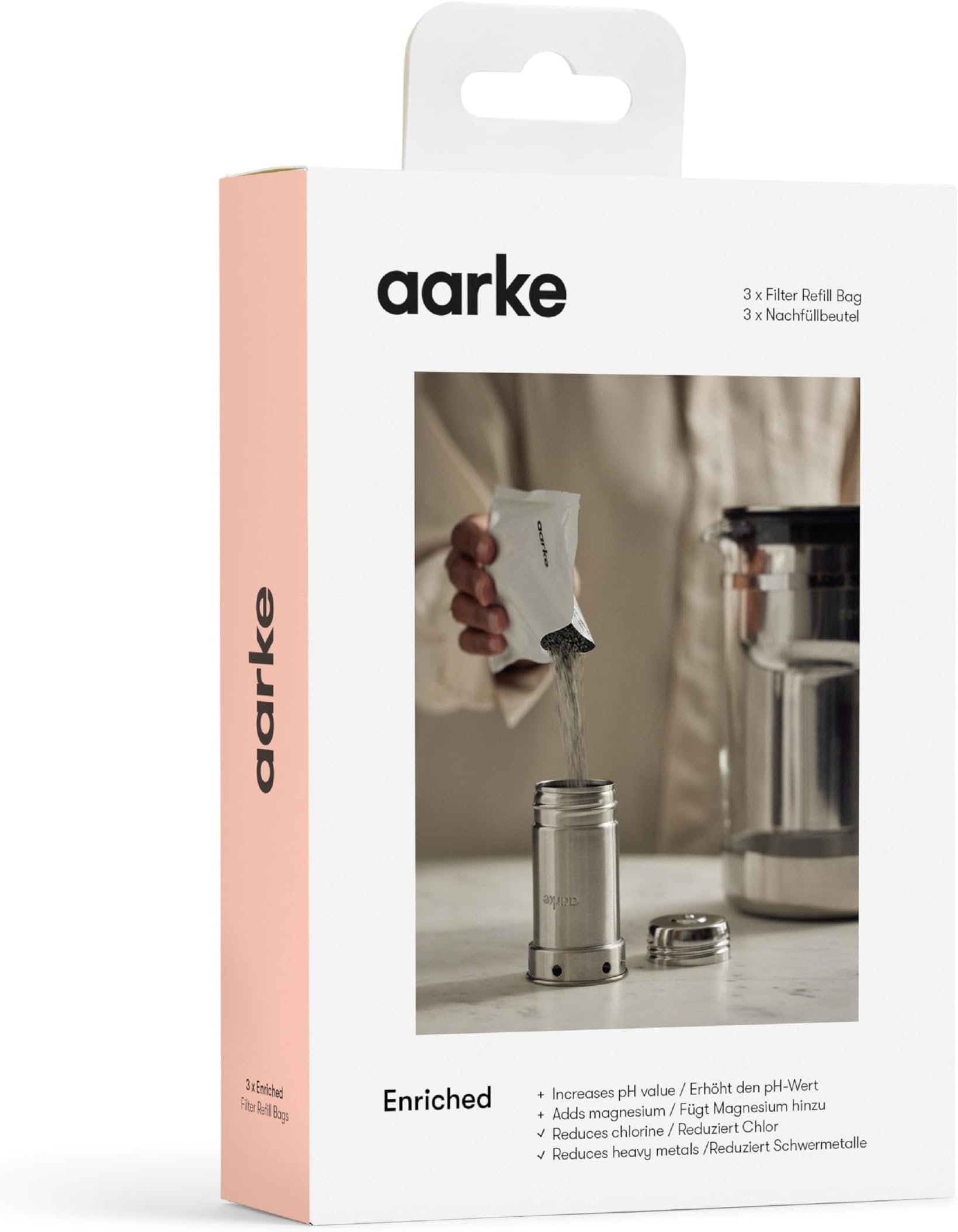 Aarke Enriched Filter Refill Granules - Minerals Infused for Alkaline pH, Eco-Friendly, 8-Week Performance, Compatible With Purifier Pitchers (3 pack)