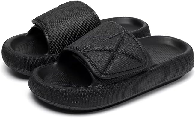 Women and Men Slides Sandals Soft Pillow Adjustable Strap Slider Slippers Summer House Slippers for Indoor Outdoor