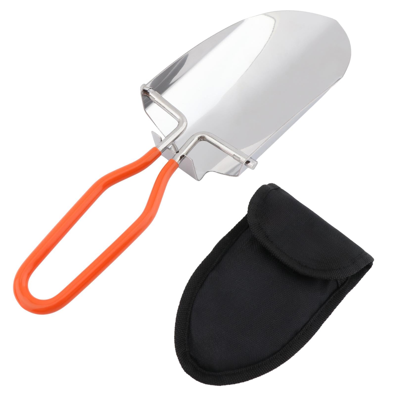Mini Folding Shovel, Stainless Steel, Silver, 8.8x2.56x0.94inches, Classic Style, For Home Garden, Hiking, Fishing, Car Emergency