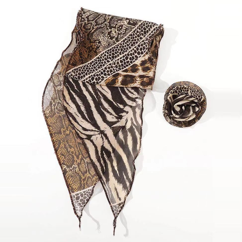 Women's Detachable Rose Flower Chiffon Scarf – Elegant Long Fashion Scarf, Versatile Hair Ribbon & Neck Kerchief2