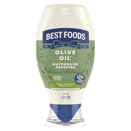 Best Foods Mayonnaise Dressing Olive Oil Mayo Squeeze Condiment for Simple Meals Rich in Omega 3-ALA 20 oz