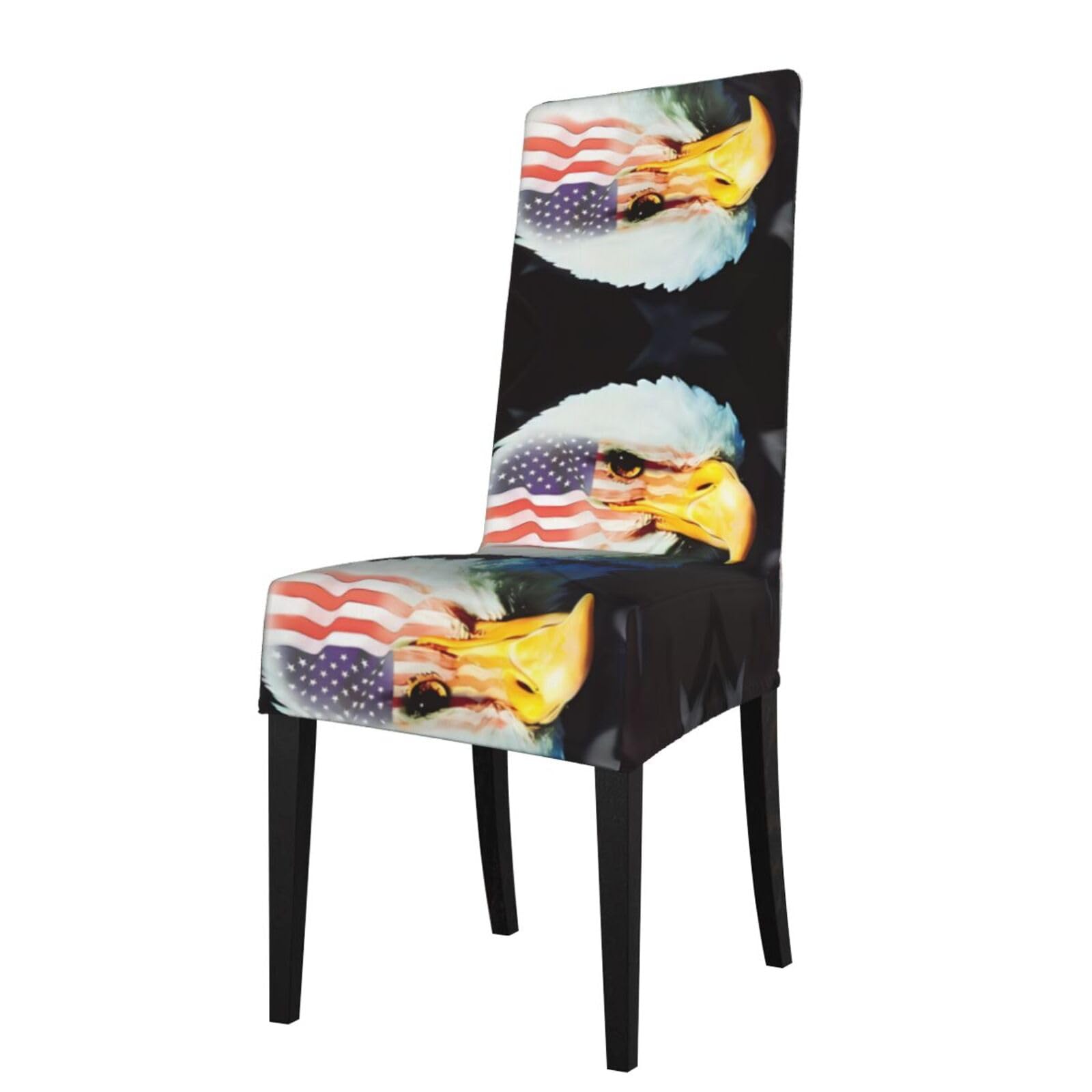 Yyhwhjde Black Patriotic Eagle Prints Dining Chair Throw Covers - Stretchable Spandex Slipcovers For Chair Protection & Refreshing Your Dining Room