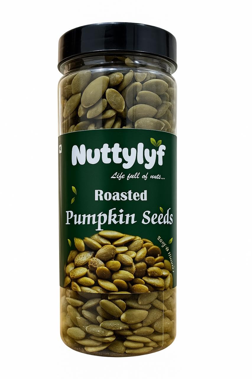 Nuttylyf Roasted and Salted Pumpkin seeds 200g- Diet Food, Healthy Crunchy Snacks- Immunity Booster and Fiber Rich Superfood- Perfect for Salads, Baking