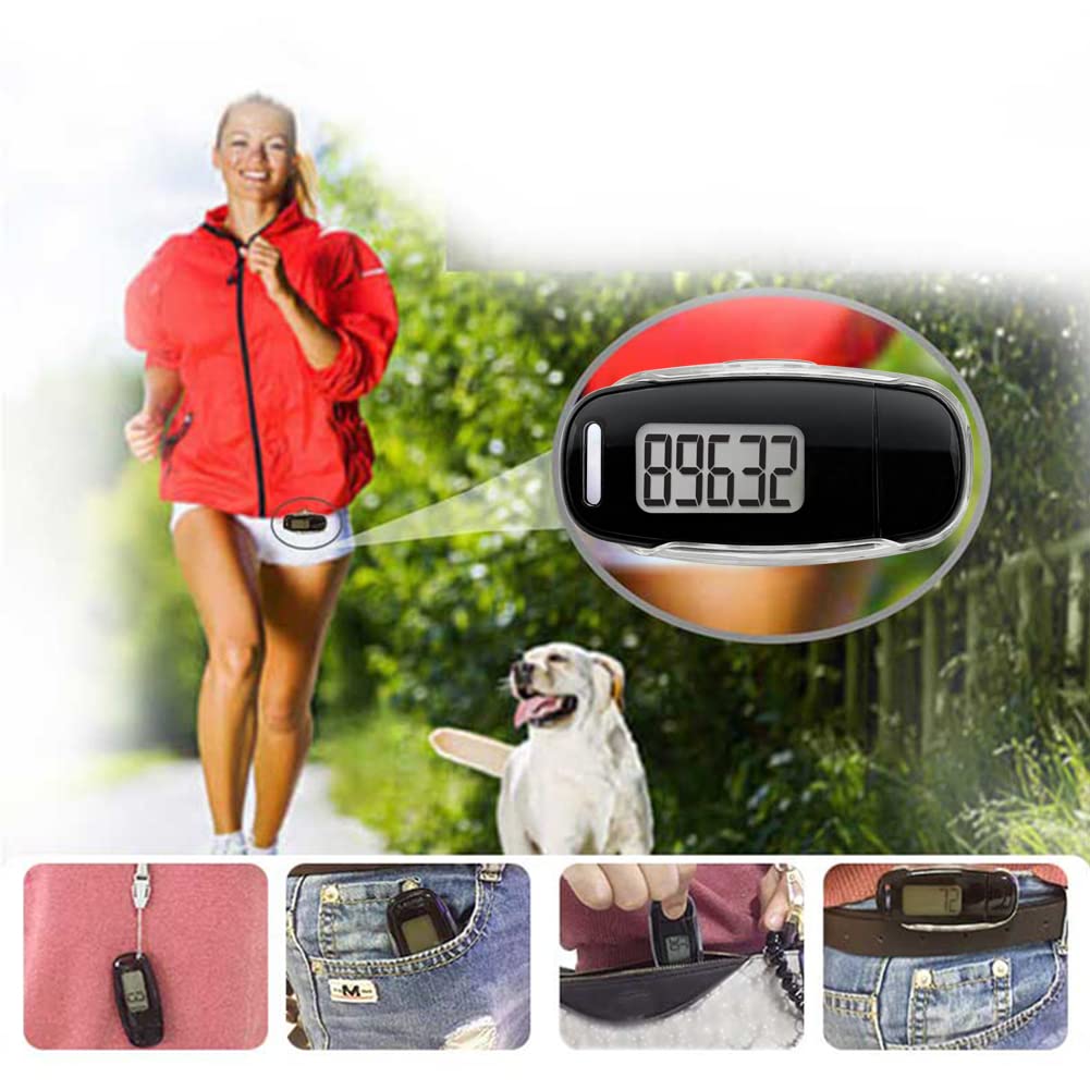 ThreeH Contapassi 3D Pedometro da Passeggio con clip e Cinturino Funzionamento Semplice Ricaricabile Tracker Accurato dei passi Monitor Dell'obiettivo di Tempo Esercizio Quotidiano