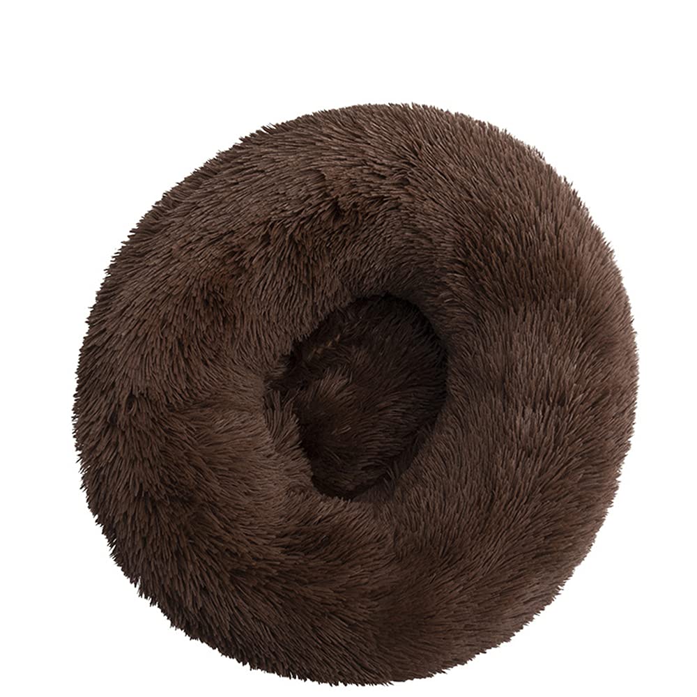 Lukery Dog Cat Donut Bed, Fluffy Plush Puppy Kitten Cuddler Round Bed, Warm and Soft Pet Cosy Anti Anxiety Beds for Small/Medium/Large Dogs (70CM,Dark coffee) โ image 1