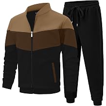 UOUA Mens Tracksuits Set Full Zip Jacket & Sweatpants 2 Piece Athletic Jogging Suits Casual Sports Color Block Outfit