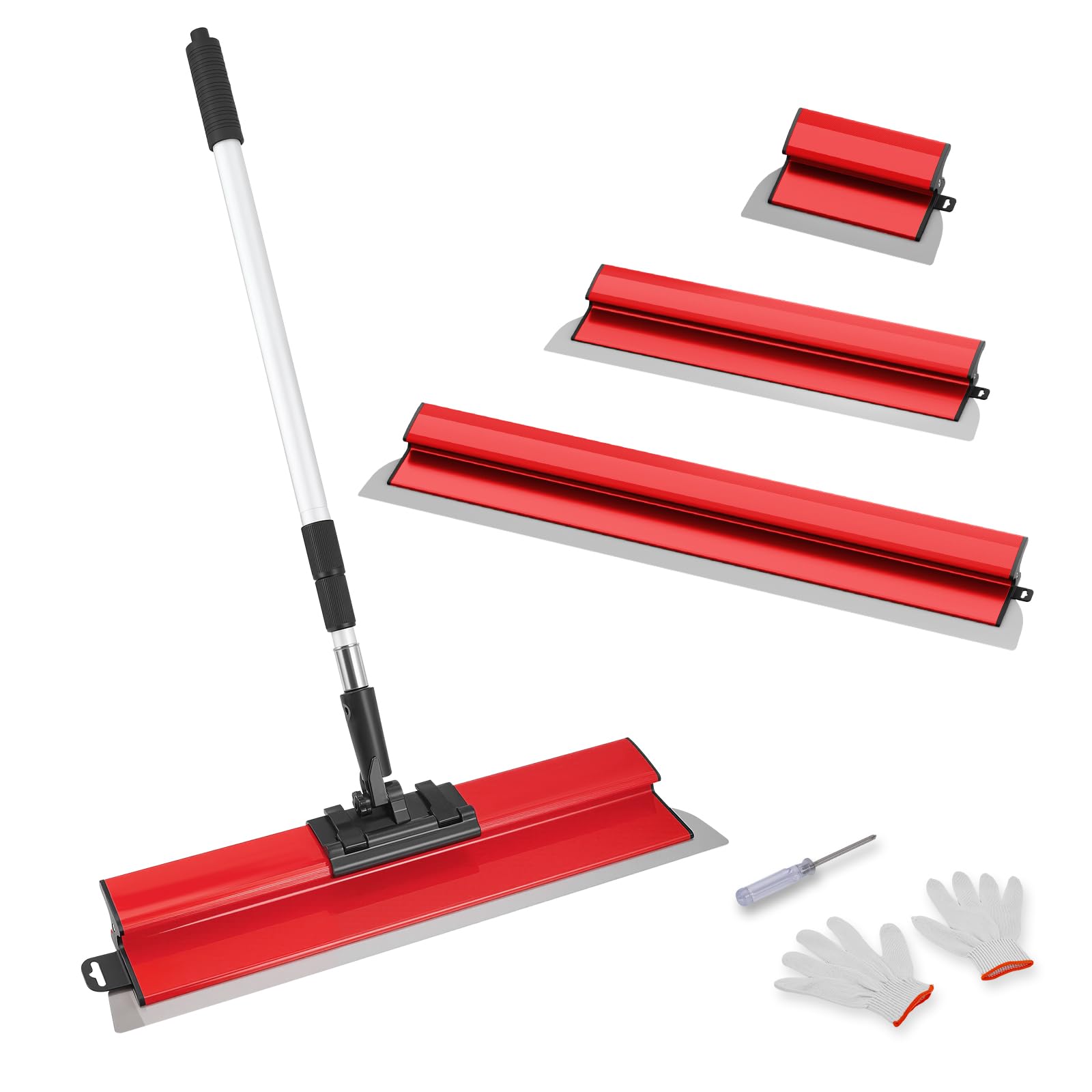 Juego de espátulas de superficie, herramienta de espátula (250/400 mm/600 mm) y barra telescópica de 0,97 m hasta 1,82 m, con adaptador, kit de espátula de alisado multifuncional para grandes (Verde) — view 10