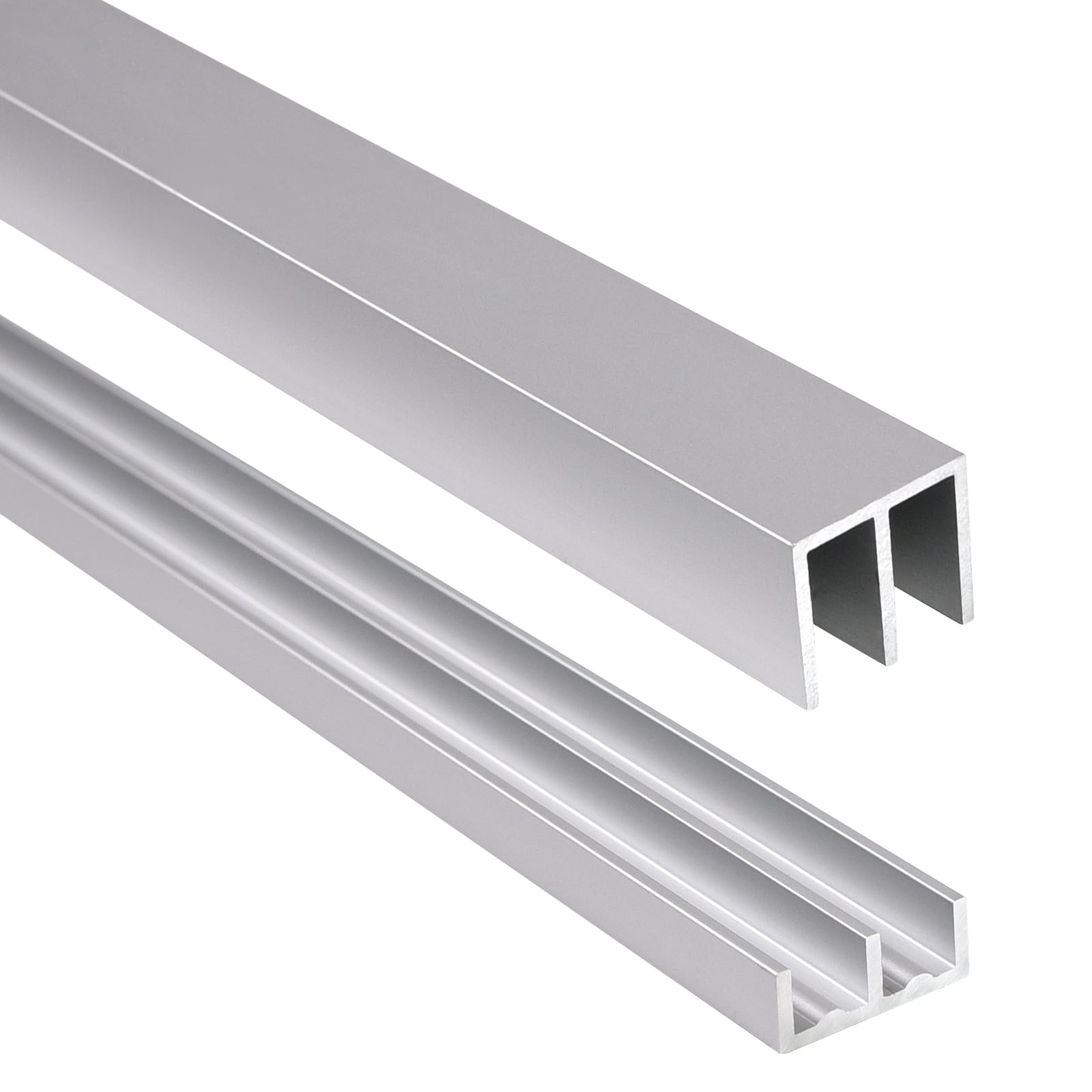 Orechic Aluminum Sliding Door Track Set for 1/4" Thick Panels Glass Cabinet Door Window Sliding Track, Size 48 x 0.79 inches (Silver)