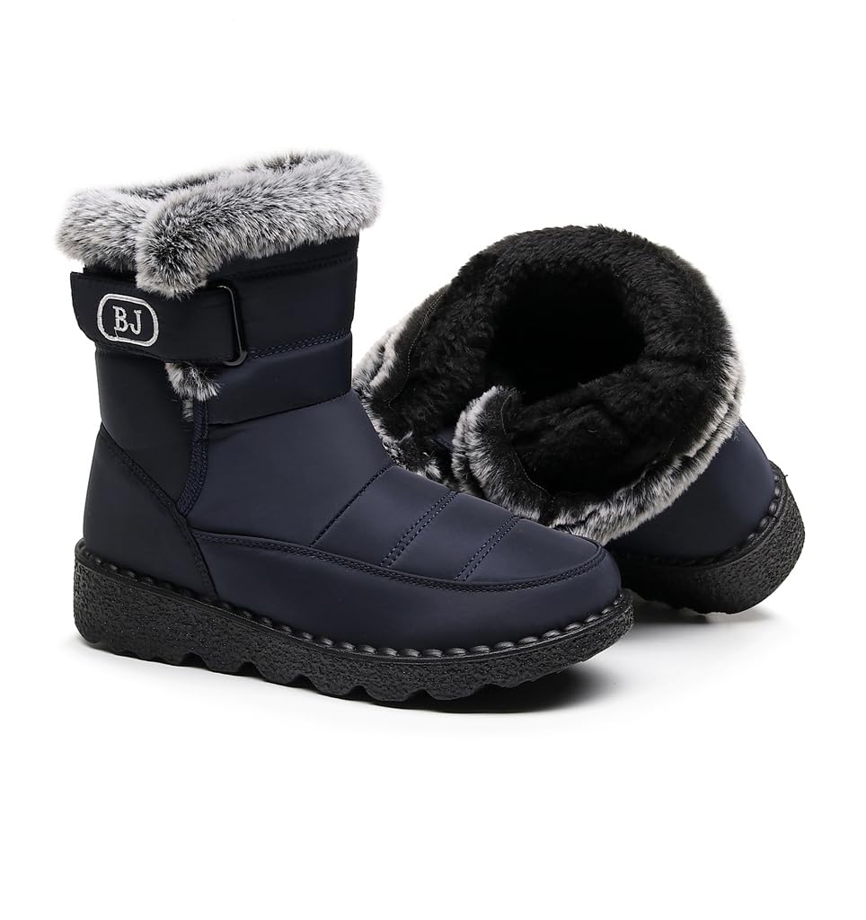 Damskie śniegowce, ciepłe buty zimowe, uniseks, z krótką cholewką, kozaki outdoorowe, na kemping, wędrówki, zimowe botki, Niebieski 37, 35 EU