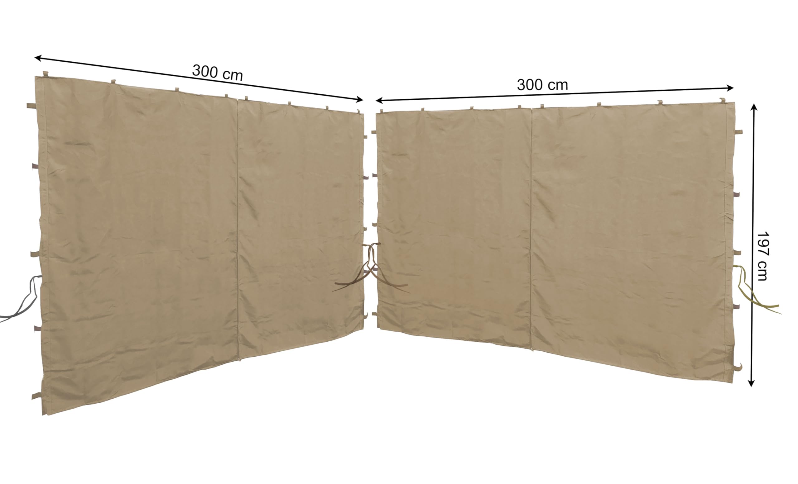 QUICK STAR 2 Pannelli Laterali con Zip 300x195cm per padiglioni 3x3m Parete Laterale Beige RAL 1001