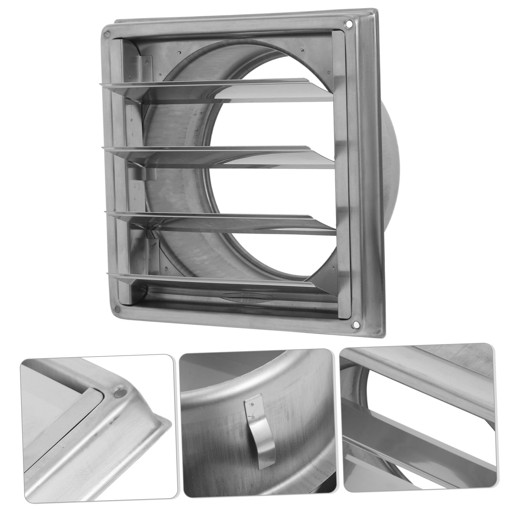Rejilla de Ventilación Exterior de Acero Inoxidable con Lamas Móviles Ajustables y Malla Protectora para Paredes para Ventilación Baños Cobertizos y Vehículos Pequeños