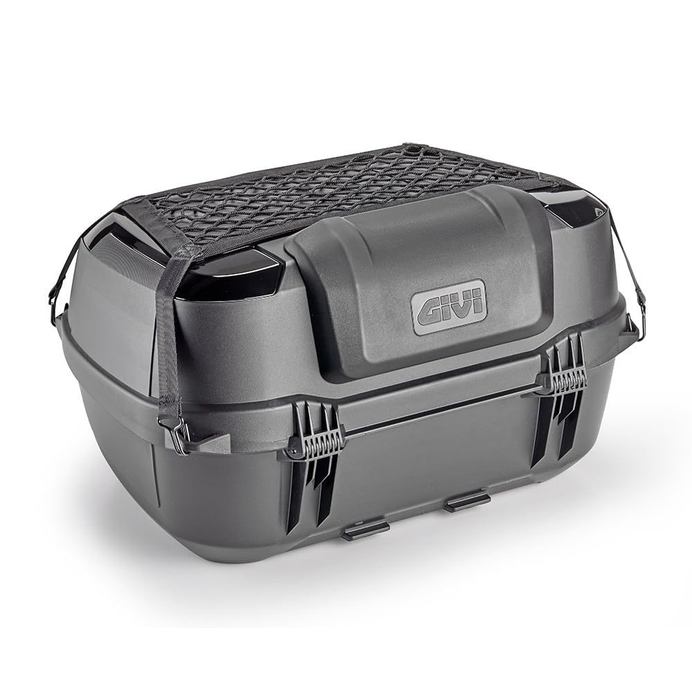 Generico BAULETTO B45 B45B+ IN NERO BLACK CON SCHIENALINO E RETE ELASTICA TOP CASE PIASTRA UNIVERSALE COMPATIBILE CON GIVI SUPPORTI MONOLOCK
