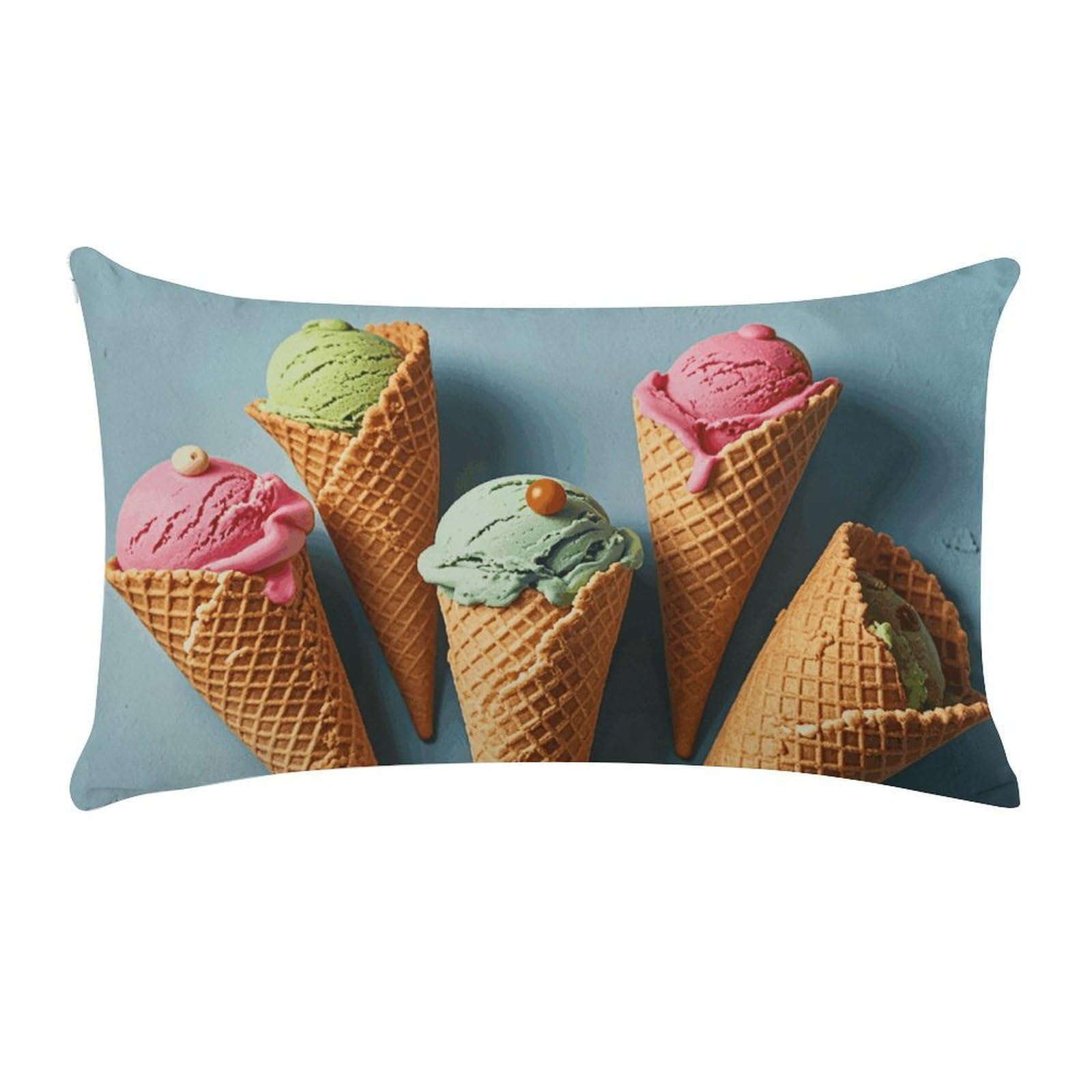 Ice Cream Cones Pillow Cases for Sofa, Super Soft Plush Pillow Cover with Zipper, Luxury Cozy Pillow Shams for All Seasons, Lightweight Pillowcases for Bedroom, 12" X 20"