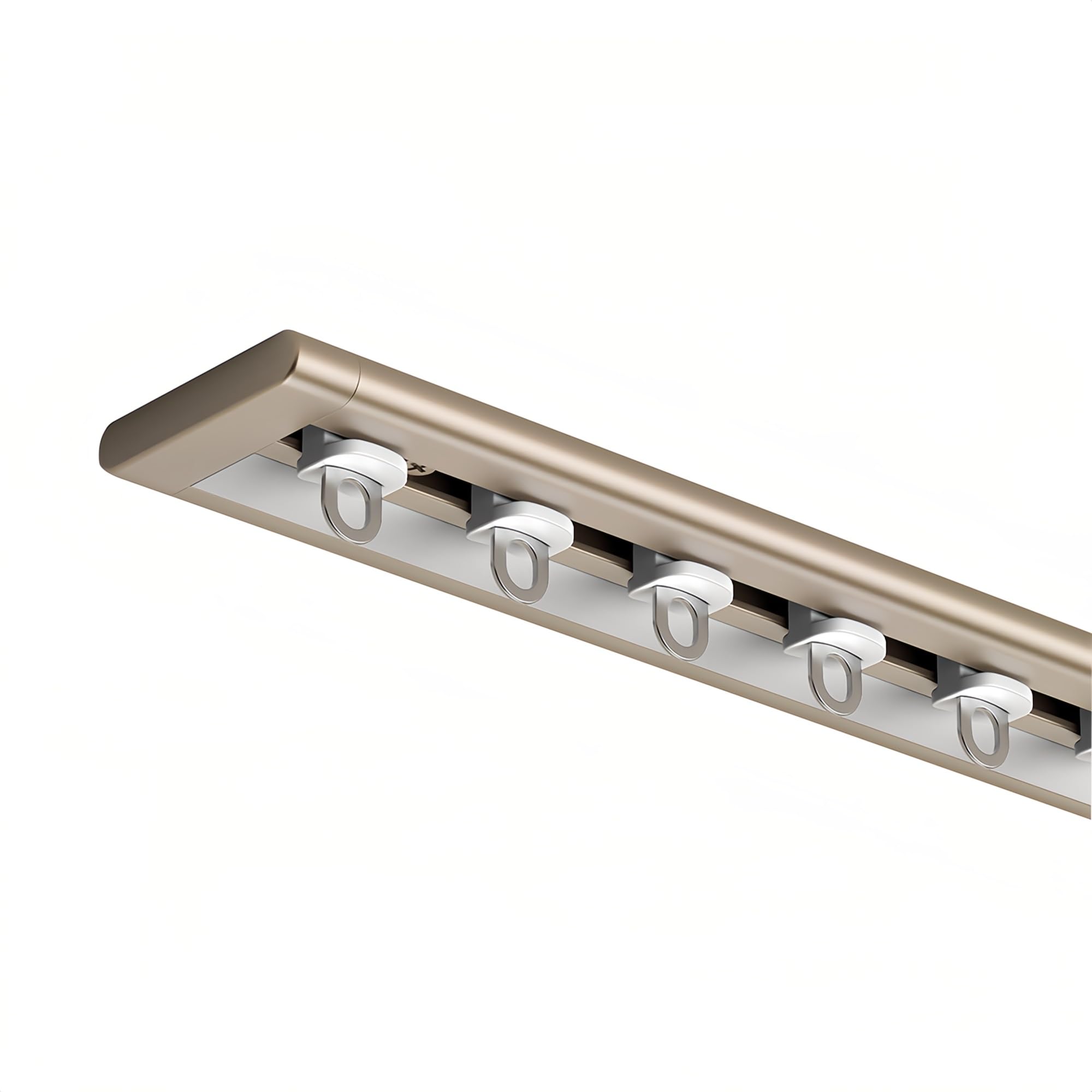 Gzdxbf Champagne Ultra-Thin Curtain Track, Aluminium Ceiling Track For Curtains, Sliding Curtain Rail For Window Room Divider, Wall Divider Curtain, Rv Curtain Track(,280Cm(2 * 140Cm))