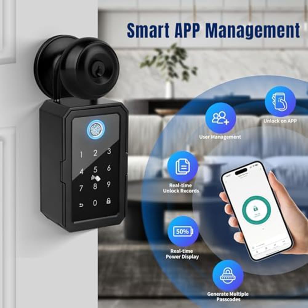 sunmin Smartkey, cassetta di sicurezza domestica, fili, , cassetta delle chiavi elettronica, app, codice digitale, cassaforte Bluetooth per host, durevole, facile da usare