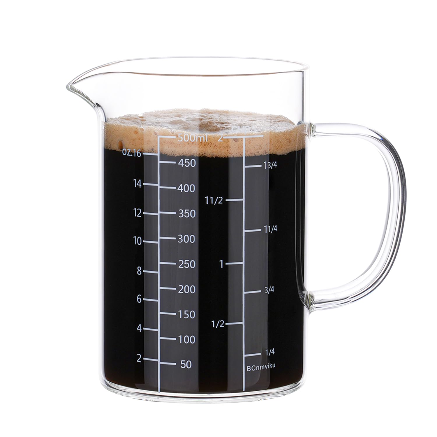 BCnmviku 500ml 2 Cup Borosilicate Glass Measuring Cup