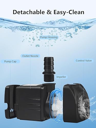 Miniatura 6 de Bomba de fuente, bomba de agua sumergible de 220 GPH para exteriores, bomba de fuente de agua ultra silenciosa para cascada de estanque, pecera,