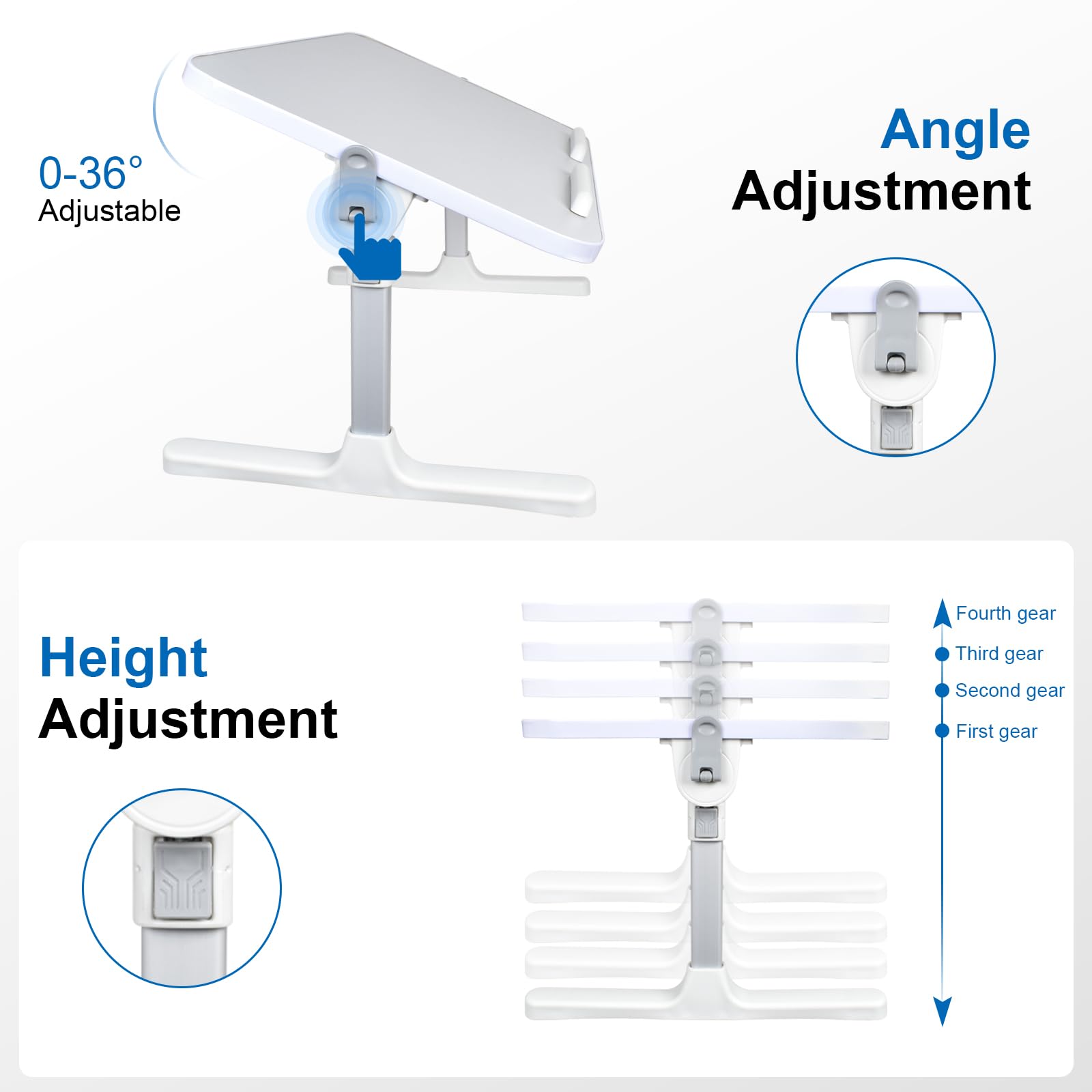 Tavolo per Laptop, Tavolino da Letto, Tavolino Pieghevole per Laptop, Leggio da Letto con Gambe, PC Leggio da Letto, Tavolino Altezza e Angolo Regolabile, per Divano, Letto, Ufficio e Picnic