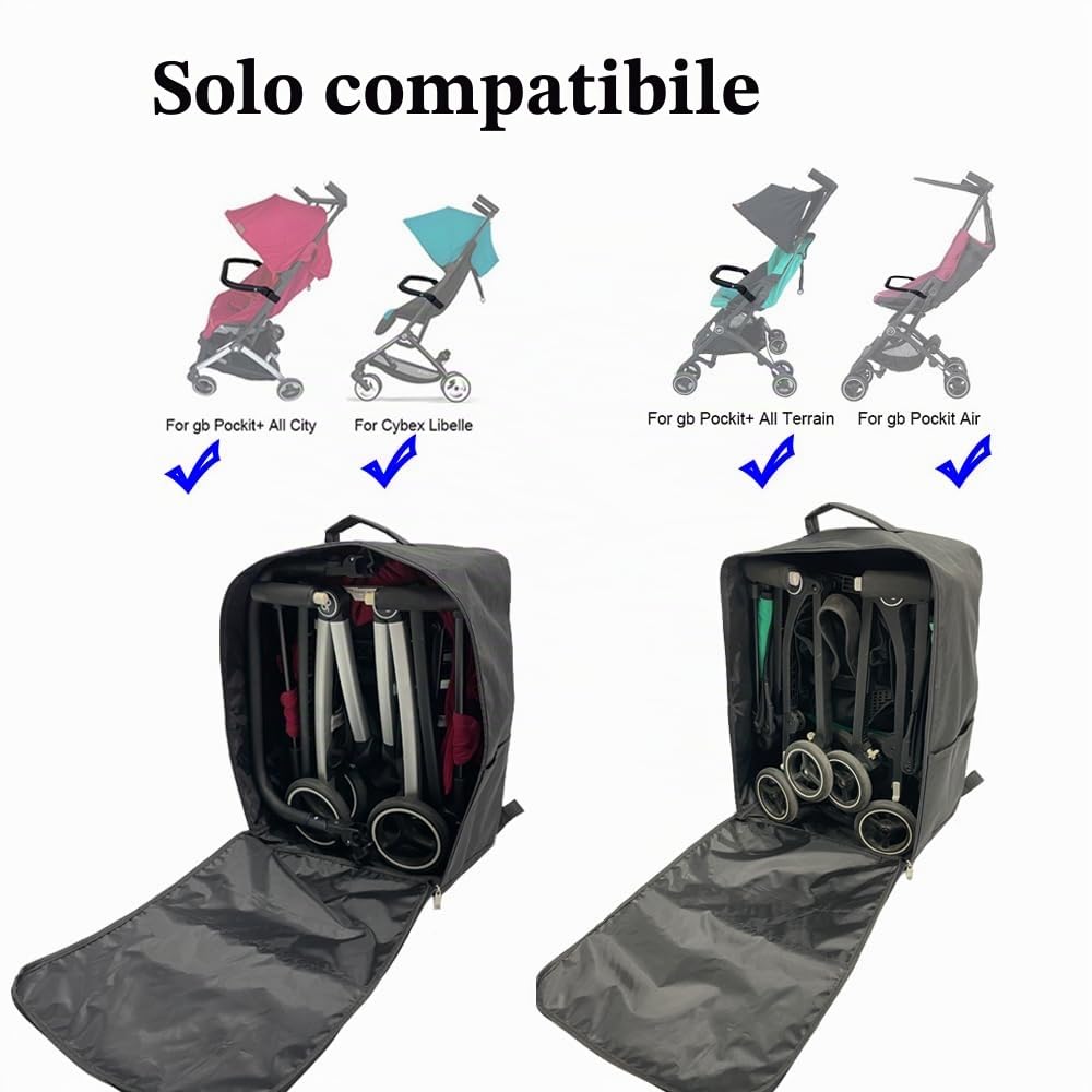 Accessori per passeggino Borsa da viaggio, zaino, custodia per passeggino compatibile con Cybex Libelle, gb Pockit+ All-city e gb Pockit+ All-Terraim