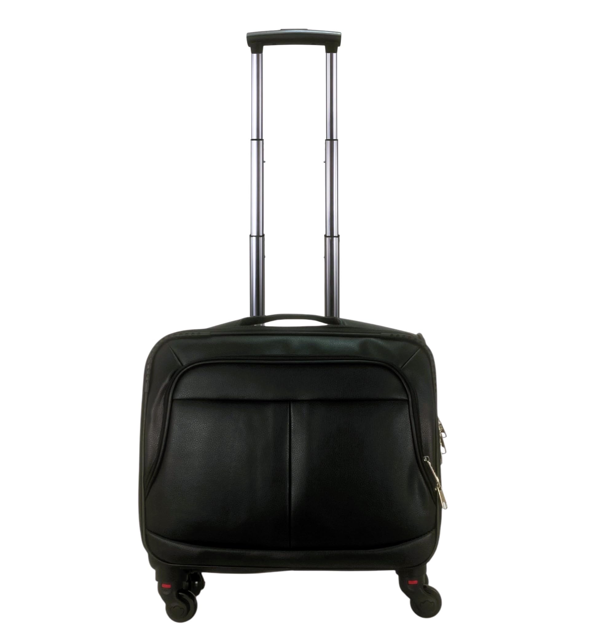 Maleta Trolley Equipaje de Mano Comercial piloto Medico Maletin de Piel sintética con 4 Ruedas y con 4 Compartimientos Color Negro
