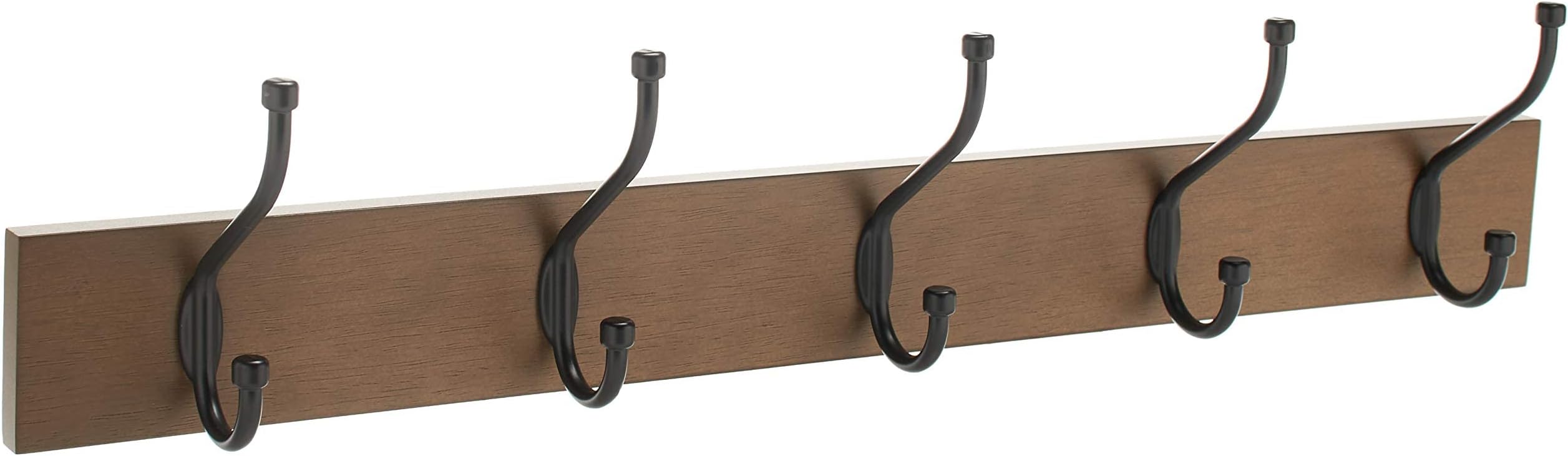 Amazon Basics Wall-Mounted Farmhouse Coat Rack, 5 Hook, Barnwood