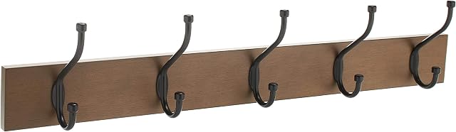Amazon Basics Wall Mounted Coat Rack - 5 Hook Standard, Barnwood, 1 pc