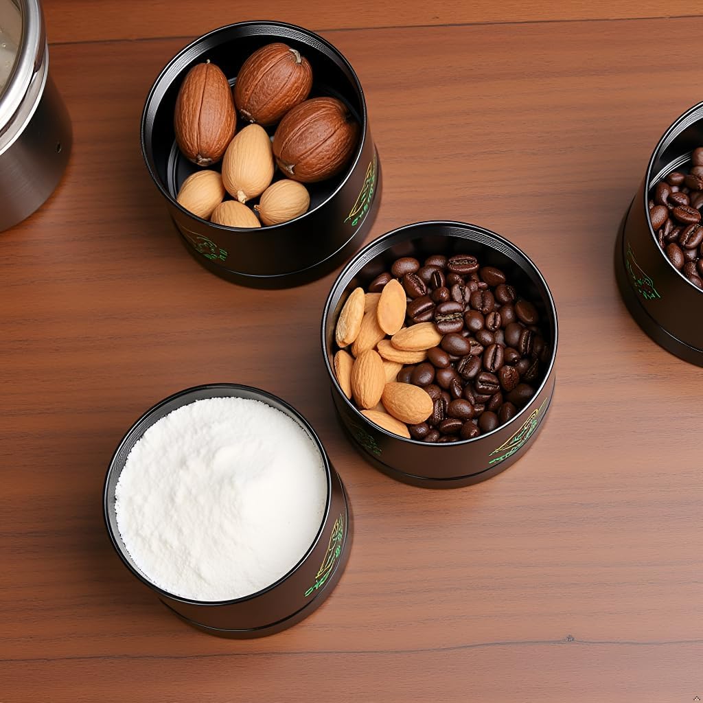 Airtight Coffee Canister, Food Storage Container with Dual Lids, Small Jar, Multipurpose Storage Container for Coffee Beans, Tea, Ground, Spice Jar, Cookies Jar, UV Protection (Pack of 2)