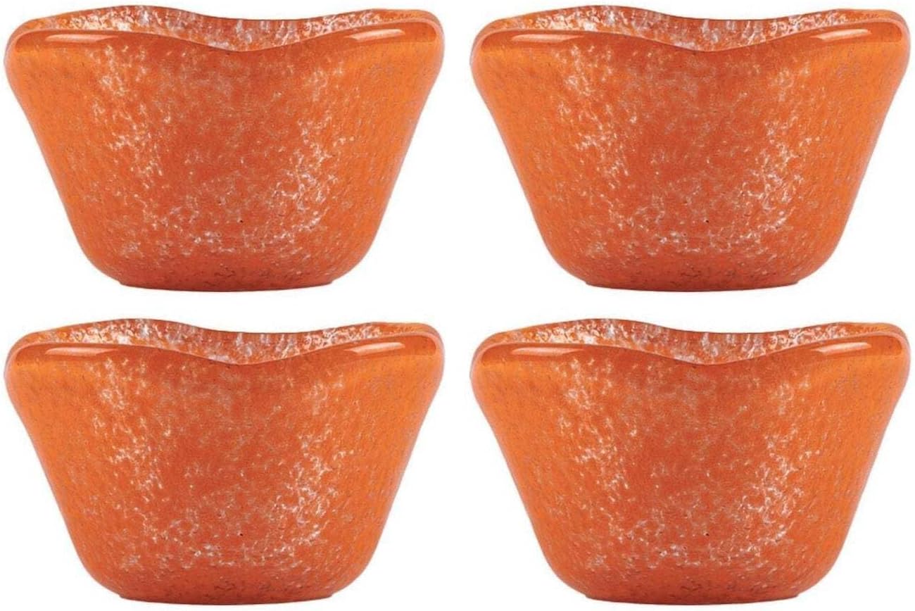 Glass Dinnerware Dia.3.25" h:2" 4 oz. Round Orange Glass Ramekin (Set of 4)