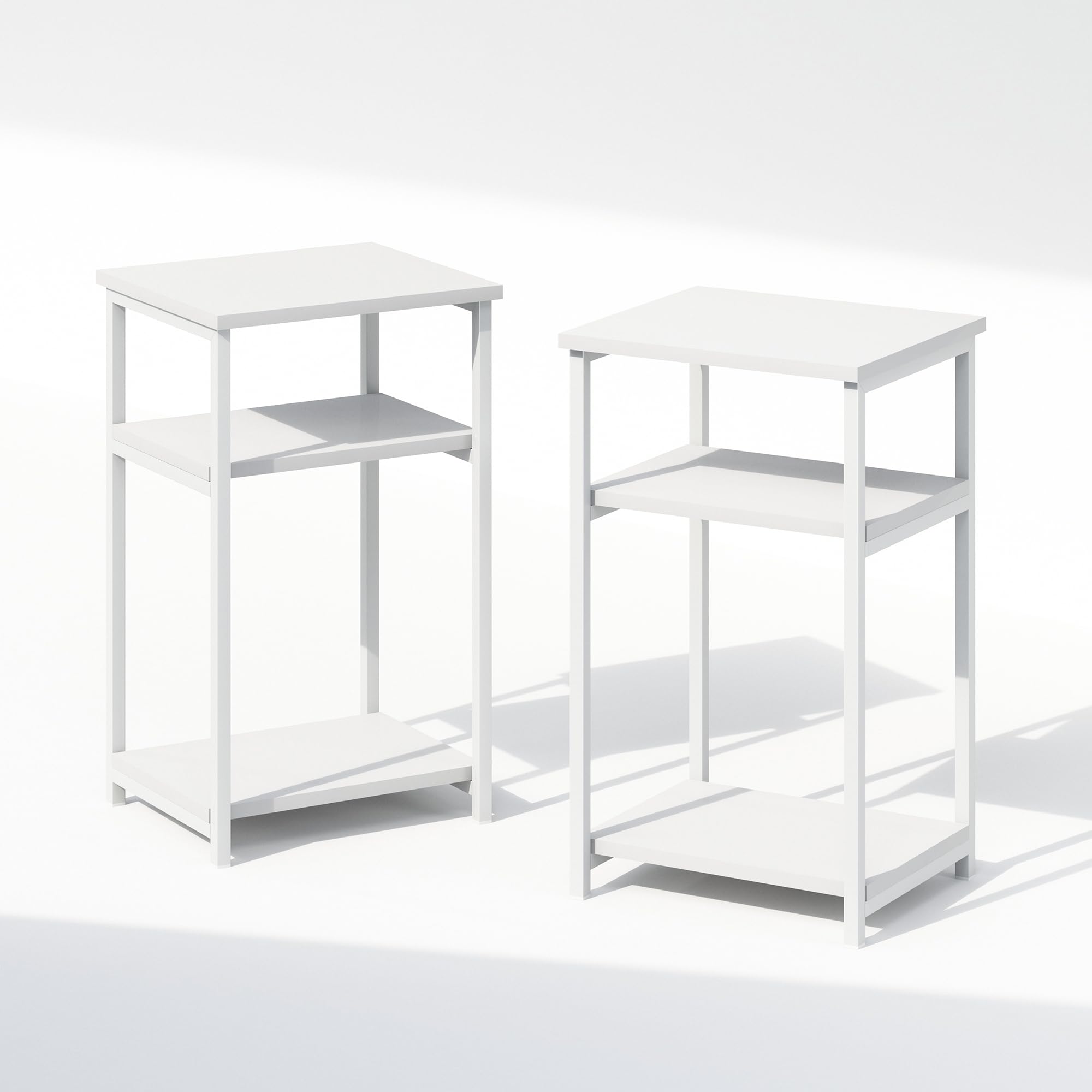 Table de Chevet à 3 Niveaux avec Étagère Ouverte : Gain de Place et Rangement Stable