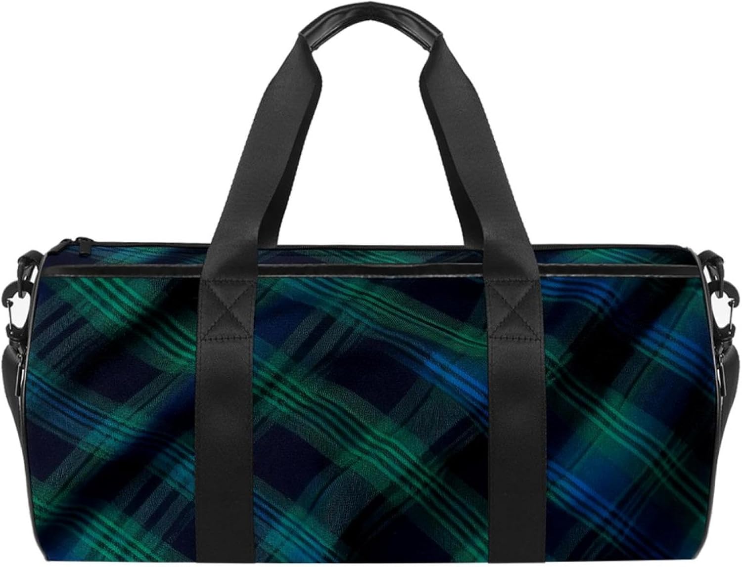Gym Bags for Women,Duffle Bag for Travel,Black Plaid Printing,Gym Bag for Men