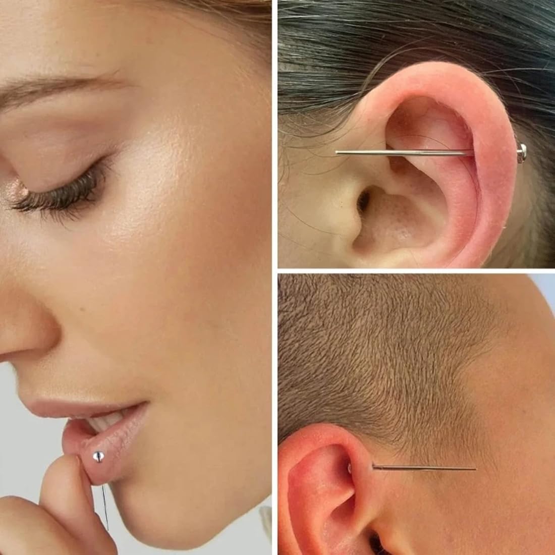 4 Piezas Piercing Taper Insertion, 316 Acero Quirúrgico, 14G 16G 18G, Pins Piercings para Piercing oreja/Nariz/Labio/Ceja/Vientre/Lengua,Taper Kit (1mm, 1.2mm)