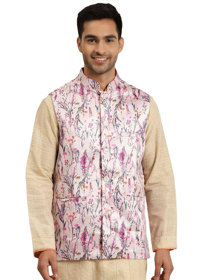 jompers Men's Floral Print Sleeveless Waistcoat Jacket (Purple, S)-picture-28