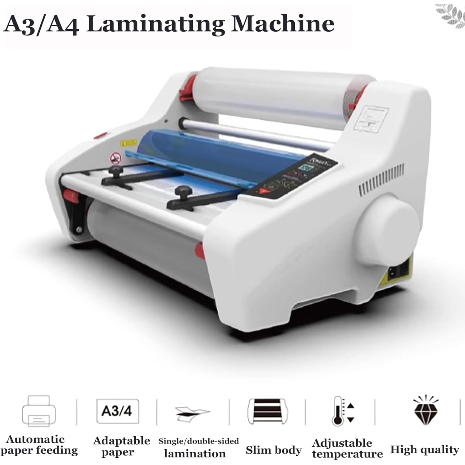Plastificatrice a Caldo/Freddo da 220 V, Alimentazione Automatica della Carta, velocità Massima 1,5 m/min, Larghezza Pellicola 0-35 cm, per scuole e uffici.
