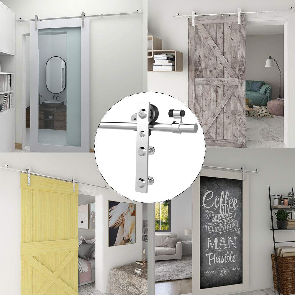 TSMST 6FT Sliding Barn Door Hardware Kit, Top Mount Stainless Steel Heavy Duty Sturdy Barn Door Track for Single Wood Door, Slide Smoothly Quietly (T Style) — Amazon image 25