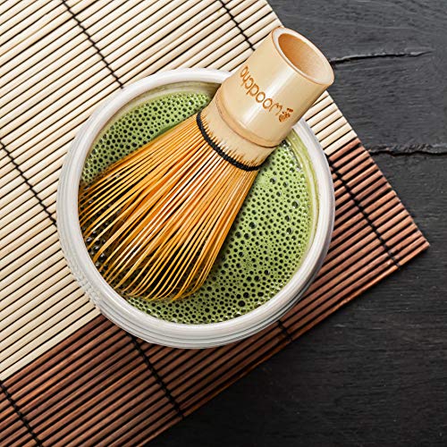 Woodcha Set Included Whisk (Chasen) Scoop (Chashaku) Spoon Traditional Handmade Starter Kit Easy Turns Organic Green Powder Into Ceremonial Matcha Tea, Bamboo Whisk #TOP7