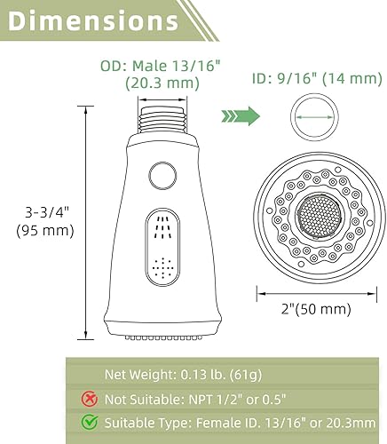 Miniatura 2 de APLusee Reemplazo de la cabeza del grifo de la cocina, boquilla rociadora de grifo para fregadero de cocina