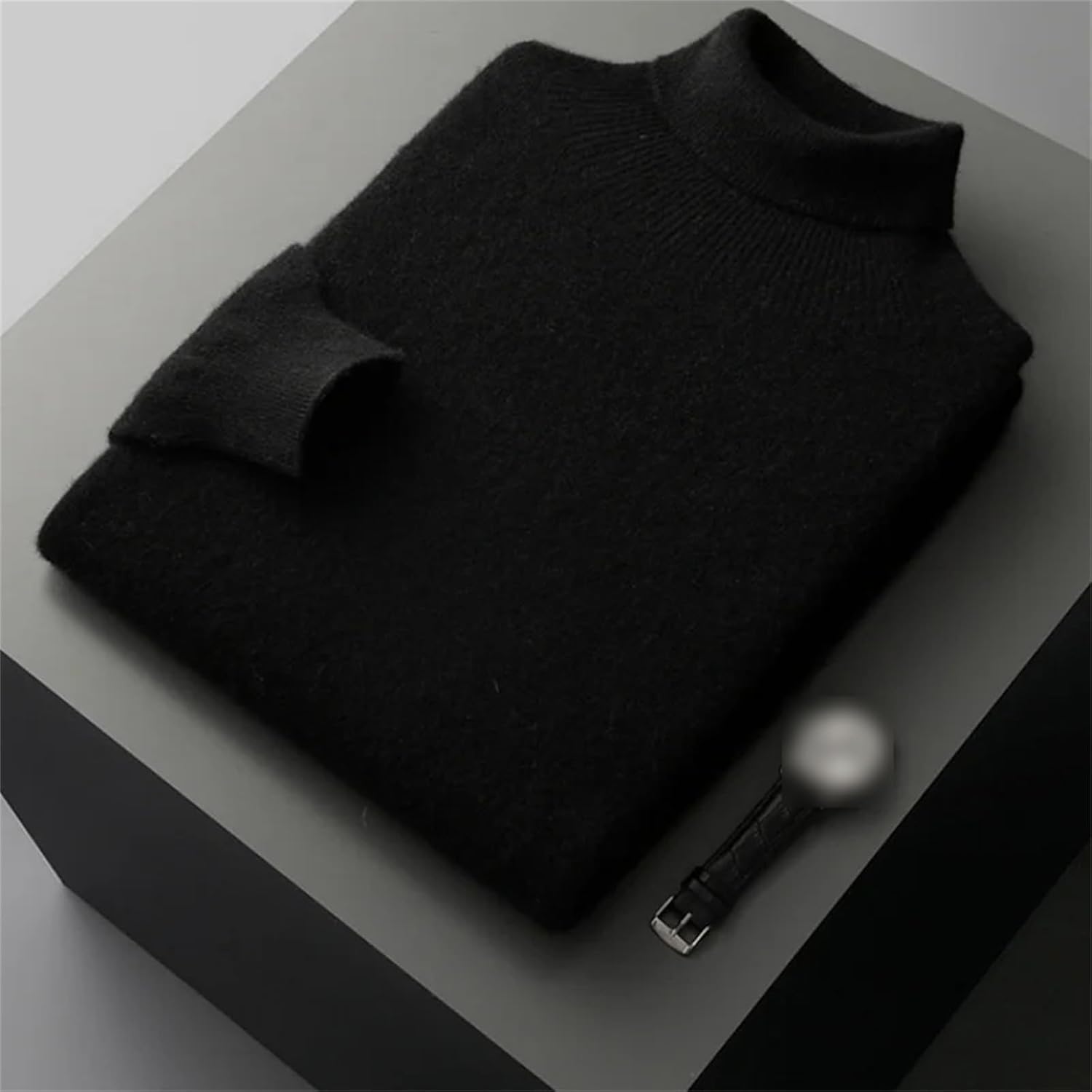 Autumn Winter Men's Cashmere Sweater Turtleneck Wool Pullover Thickened Warm Loose Solid Color Knitted Sweaters